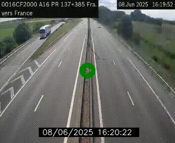 <h2>Webcam à la frontière franco-belge au niveau de Bray-Dunes/De-Panne sur l'autoroute A16. Vue orientée vers Calais</h2>