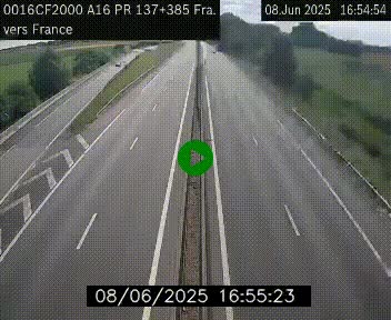<h2>Webcam à la frontière franco-belge au niveau de Bray-Dunes/De-Panne sur l'autoroute A16. Vue orientée vers Calais</h2>