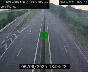 <h2>Webcam à la frontière franco-belge au niveau de Bray-Dunes/De-Panne sur l'autoroute A16. Vue orientée vers Calais</h2>