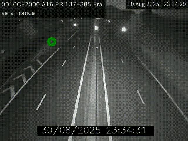 <h2>Webcam à la frontière franco-belge au niveau de Bray-Dunes/De-Panne sur l'autoroute A16. Vue orientée vers Calais</h2>