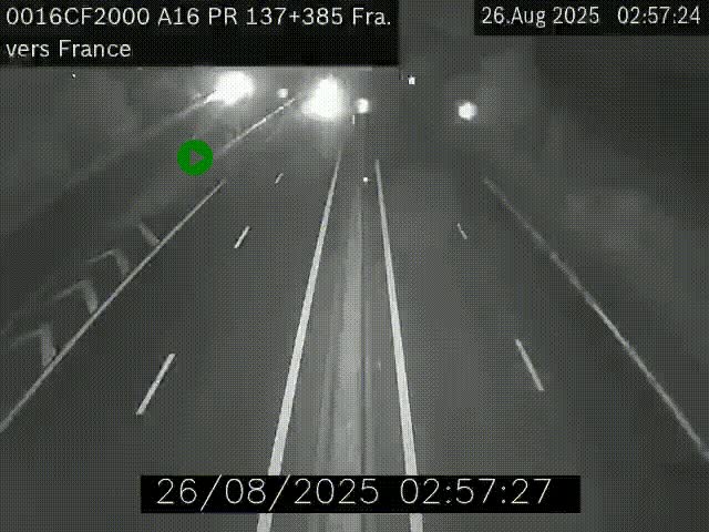 <h2>Webcam à la frontière franco-belge au niveau de Bray-Dunes/De-Panne sur l'autoroute A16. Vue orientée vers Calais</h2>