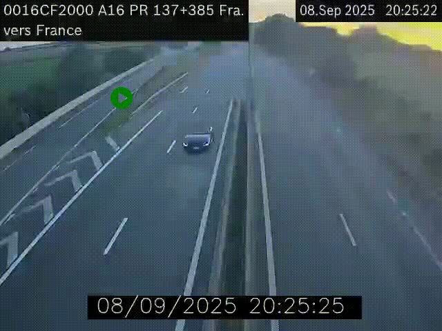 <h2>Webcam à la frontière franco-belge au niveau de Bray-Dunes/De-Panne sur l'autoroute A16. Vue orientée vers Calais</h2>