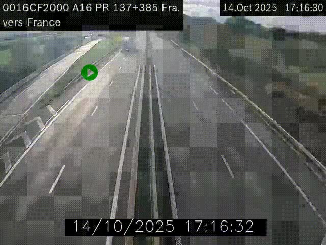 <h2>Webcam à la frontière franco-belge au niveau de Bray-Dunes/De-Panne sur l'autoroute A16. Vue orientée vers Calais</h2>
