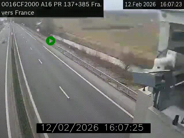 <h2>Webcam à la frontière franco-belge au niveau de Bray-Dunes/De-Panne sur l'autoroute A16. Vue orientée vers Calais</h2>