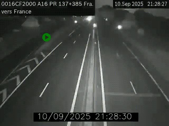 <h2>Webcam à la frontière franco-belge au niveau de Bray-Dunes/De-Panne sur l'autoroute A16. Vue orientée vers Calais</h2>