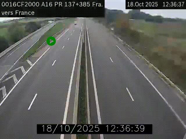 <h2>Webcam à la frontière franco-belge au niveau de Bray-Dunes/De-Panne sur l'autoroute A16. Vue orientée vers Calais</h2>