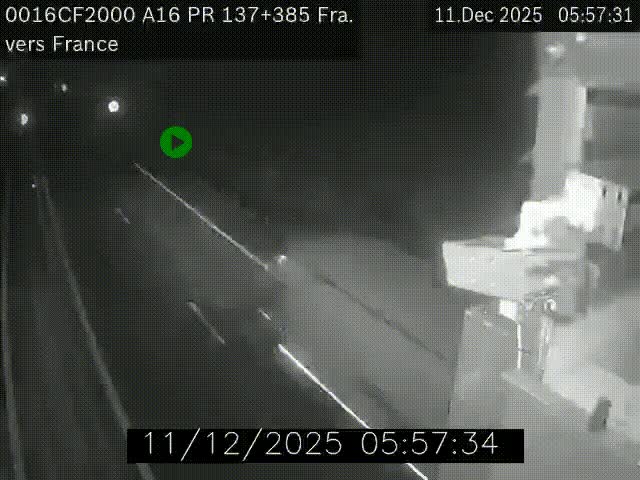 Webcam à la frontière franco-belge au niveau de Bray-Dunes/De-Panne sur l'autoroute A16. Vue orientée vers Calais