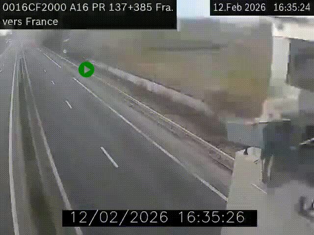 <h2>Webcam à la frontière franco-belge au niveau de Bray-Dunes/De-Panne sur l'autoroute A16. Vue orientée vers Calais</h2>