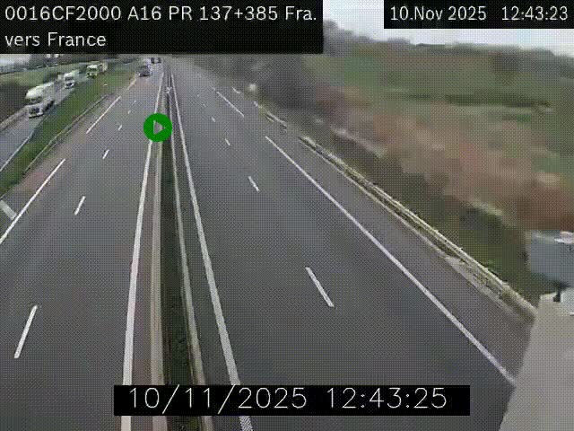 <h2>Webcam à la frontière franco-belge au niveau de Bray-Dunes/De-Panne sur l'autoroute A16. Vue orientée vers Calais</h2>