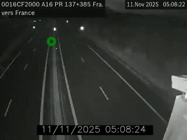 <h2>Webcam à la frontière franco-belge au niveau de Bray-Dunes/De-Panne sur l'autoroute A16. Vue orientée vers Calais</h2>