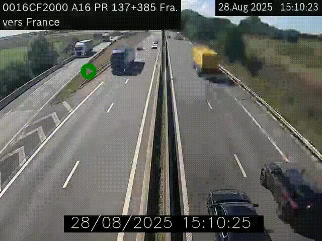 <h2>Webcam à la frontière franco-belge au niveau de Bray-Dunes/De-Panne sur l'autoroute A16. Vue orientée vers Calais</h2>