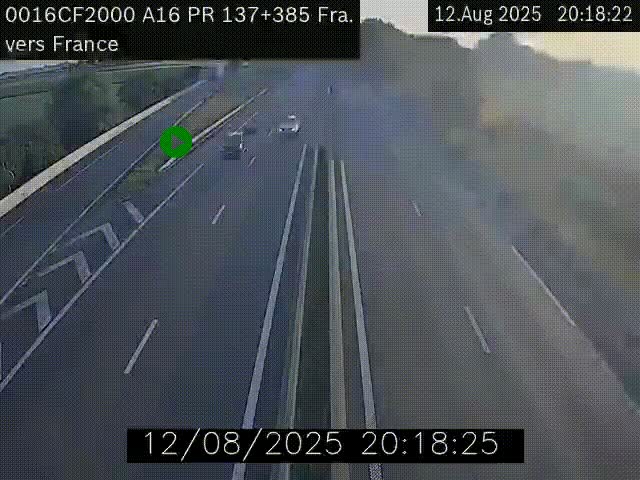 <h2>Webcam à la frontière franco-belge au niveau de Bray-Dunes/De-Panne sur l'autoroute A16. Vue orientée vers Calais</h2>