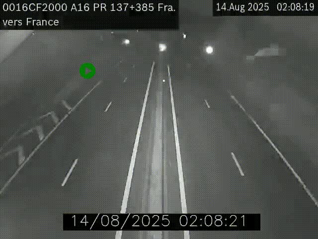 <h2>Webcam à la frontière franco-belge au niveau de Bray-Dunes/De-Panne sur l'autoroute A16. Vue orientée vers Calais</h2>