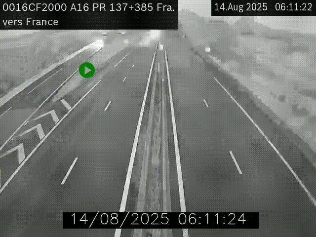 <h2>Webcam à la frontière franco-belge au niveau de Bray-Dunes/De-Panne sur l'autoroute A16. Vue orientée vers Calais</h2>
