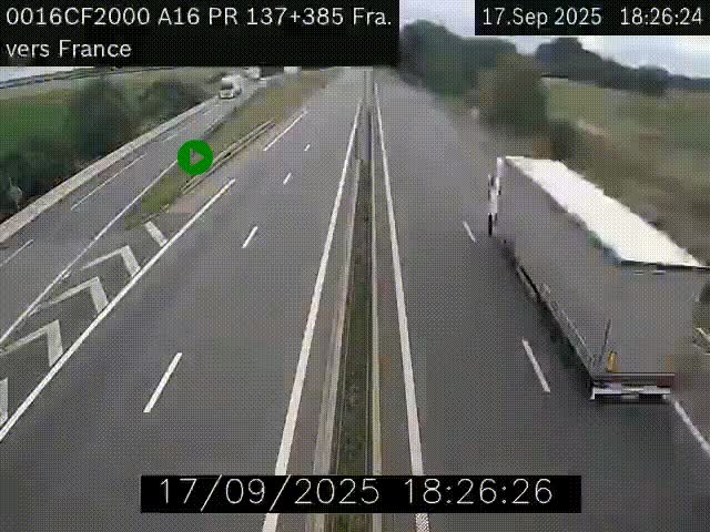 <h2>Webcam à la frontière franco-belge au niveau de Bray-Dunes/De-Panne sur l'autoroute A16. Vue orientée vers Calais</h2>