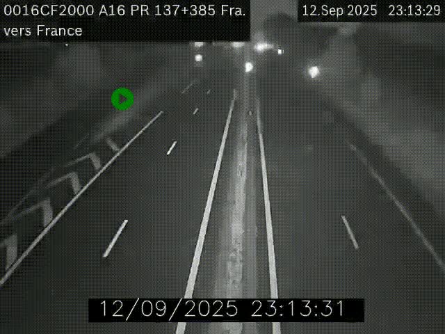 <h2>Webcam à la frontière franco-belge au niveau de Bray-Dunes/De-Panne sur l'autoroute A16. Vue orientée vers Calais</h2>