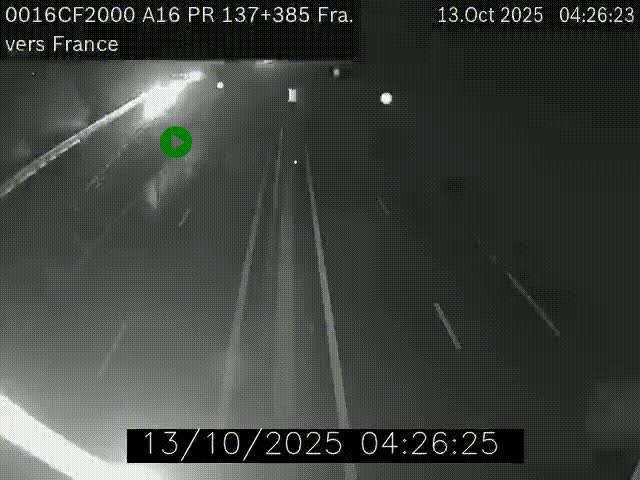 <h2>Webcam à la frontière franco-belge au niveau de Bray-Dunes/De-Panne sur l'autoroute A16. Vue orientée vers Calais</h2>