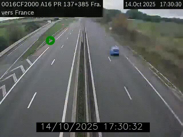 <h2>Webcam à la frontière franco-belge au niveau de Bray-Dunes/De-Panne sur l'autoroute A16. Vue orientée vers Calais</h2>