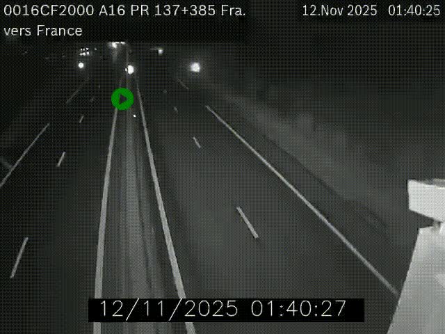 <h2>Webcam à la frontière franco-belge au niveau de Bray-Dunes/De-Panne sur l'autoroute A16. Vue orientée vers Calais</h2>