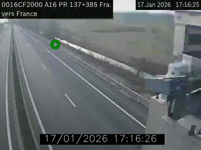 <h2>Webcam à la frontière franco-belge au niveau de Bray-Dunes/De-Panne sur l'autoroute A16. Vue orientée vers Calais</h2>