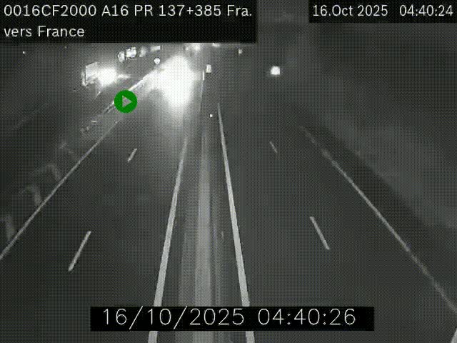 <h2>Webcam à la frontière franco-belge au niveau de Bray-Dunes/De-Panne sur l'autoroute A16. Vue orientée vers Calais</h2>