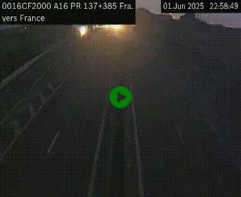 Webcam à la frontière franco-belge au niveau de Bray-Dunes/De-Panne sur l'autoroute A16. Vue orientée vers Calais