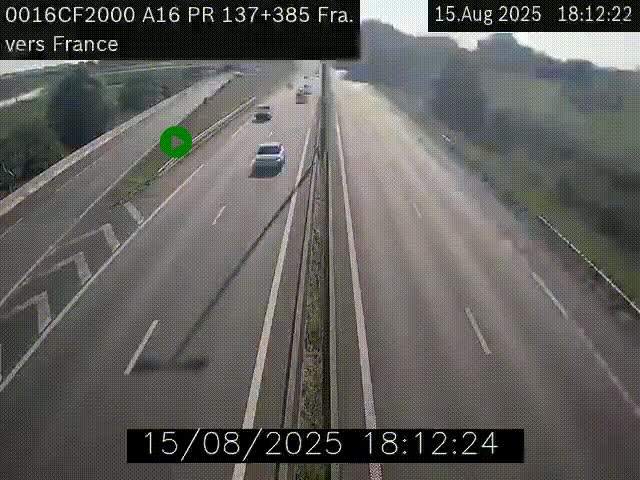 <h2>Webcam à la frontière franco-belge au niveau de Bray-Dunes/De-Panne sur l'autoroute A16. Vue orientée vers Calais</h2>