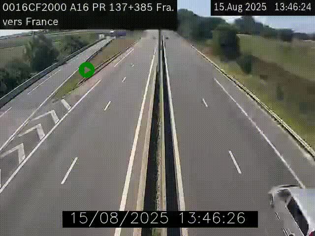 <h2>Webcam à la frontière franco-belge au niveau de Bray-Dunes/De-Panne sur l'autoroute A16. Vue orientée vers Calais</h2>