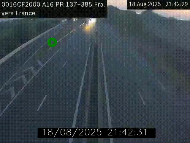 <h2>Webcam à la frontière franco-belge au niveau de Bray-Dunes/De-Panne sur l'autoroute A16. Vue orientée vers Calais</h2>
