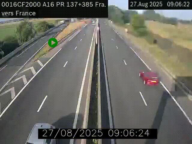 <h2>Webcam à la frontière franco-belge au niveau de Bray-Dunes/De-Panne sur l'autoroute A16. Vue orientée vers Calais</h2>