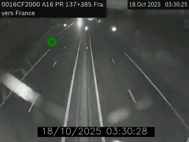 <h2>Webcam à la frontière franco-belge au niveau de Bray-Dunes/De-Panne sur l'autoroute A16. Vue orientée vers Calais</h2>