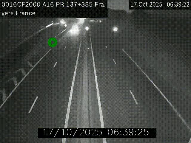 <h2>Webcam à la frontière franco-belge au niveau de Bray-Dunes/De-Panne sur l'autoroute A16. Vue orientée vers Calais</h2>