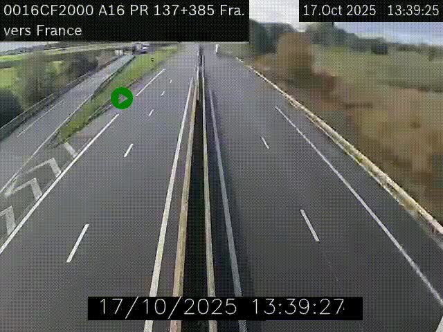 <h2>Webcam à la frontière franco-belge au niveau de Bray-Dunes/De-Panne sur l'autoroute A16. Vue orientée vers Calais</h2>