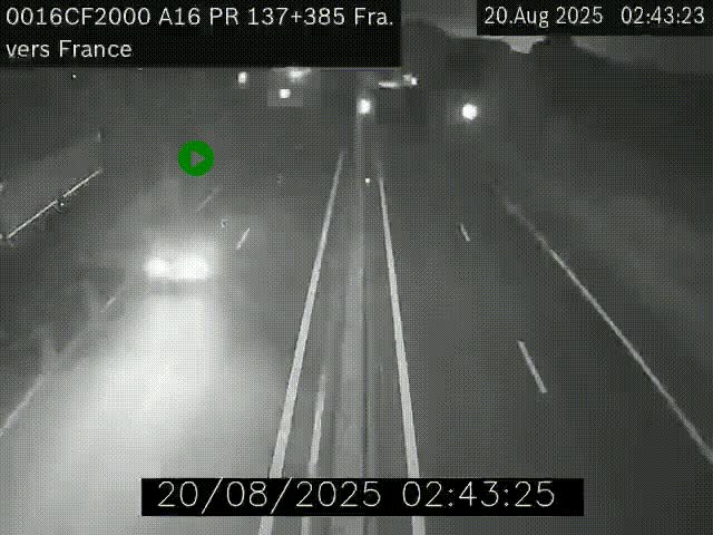 <h2>Webcam à la frontière franco-belge au niveau de Bray-Dunes/De-Panne sur l'autoroute A16. Vue orientée vers Calais</h2>