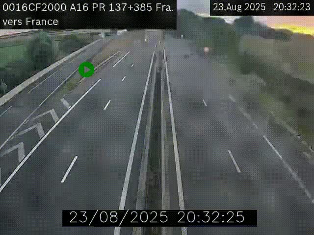 <h2>Webcam à la frontière franco-belge au niveau de Bray-Dunes/De-Panne sur l'autoroute A16. Vue orientée vers Calais</h2>