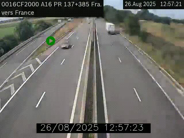 <h2>Webcam à la frontière franco-belge au niveau de Bray-Dunes/De-Panne sur l'autoroute A16. Vue orientée vers Calais</h2>