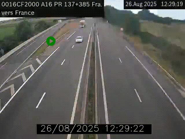 <h2>Webcam à la frontière franco-belge au niveau de Bray-Dunes/De-Panne sur l'autoroute A16. Vue orientée vers Calais</h2>