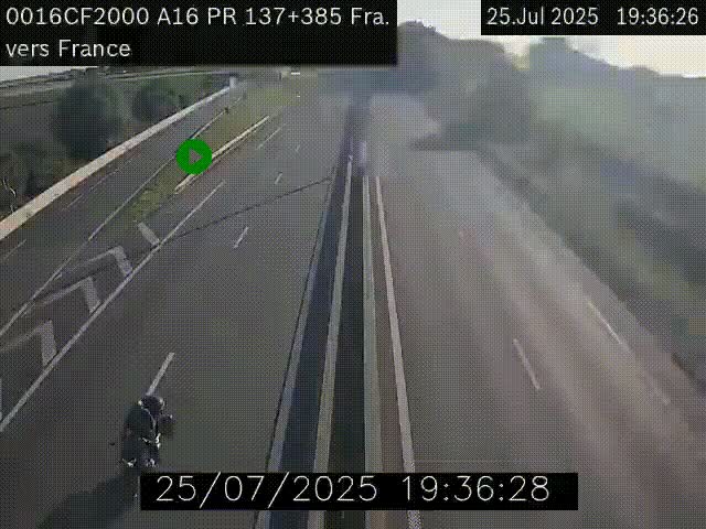 Webcam à la frontière franco-belge au niveau de Bray-Dunes/De-Panne sur l'autoroute A16. Vue orientée vers Calais