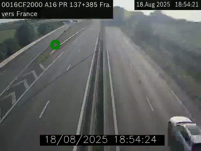 <h2>Webcam à la frontière franco-belge au niveau de Bray-Dunes/De-Panne sur l'autoroute A16. Vue orientée vers Calais</h2>