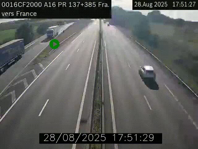 <h2>Webcam à la frontière franco-belge au niveau de Bray-Dunes/De-Panne sur l'autoroute A16. Vue orientée vers Calais</h2>