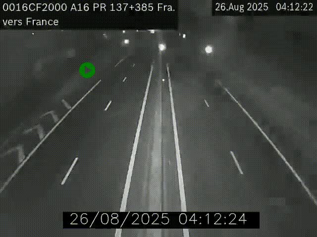 <h2>Webcam à la frontière franco-belge au niveau de Bray-Dunes/De-Panne sur l'autoroute A16. Vue orientée vers Calais</h2>