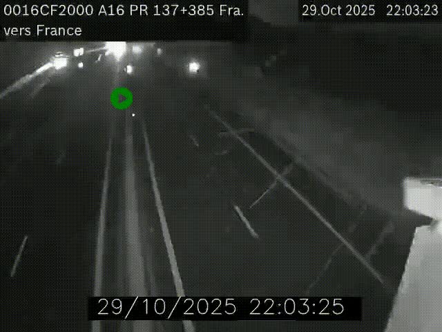 <h2>Webcam à la frontière franco-belge au niveau de Bray-Dunes/De-Panne sur l'autoroute A16. Vue orientée vers Calais</h2>
