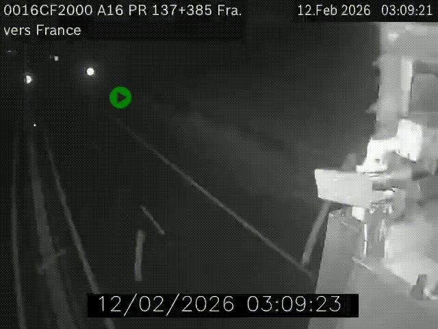 Webcam à la frontière franco-belge au niveau de Bray-Dunes/De-Panne sur l'autoroute A16. Vue orientée vers Calais