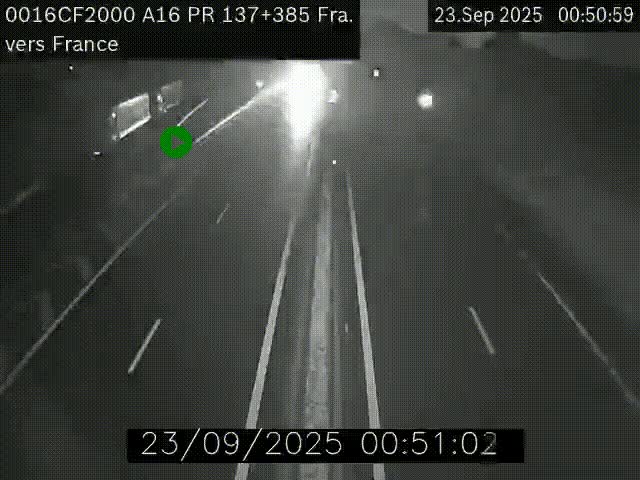 Webcam à la frontière franco-belge au niveau de Bray-Dunes/De-Panne sur l'autoroute A16. Vue orientée vers Calais