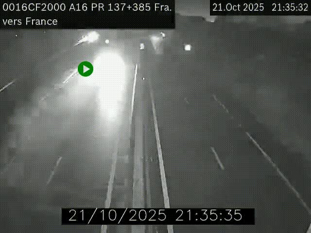 <h2>Webcam à la frontière franco-belge au niveau de Bray-Dunes/De-Panne sur l'autoroute A16. Vue orientée vers Calais</h2>