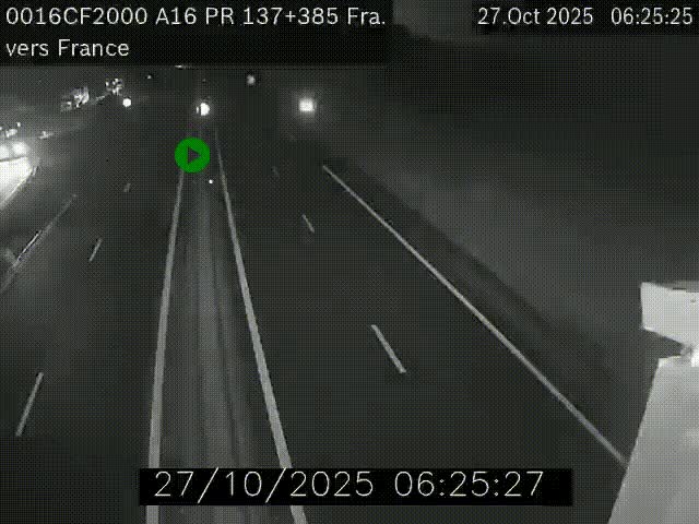 <h2>Webcam à la frontière franco-belge au niveau de Bray-Dunes/De-Panne sur l'autoroute A16. Vue orientée vers Calais</h2>