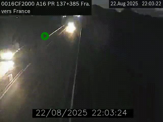 <h2>Webcam à la frontière franco-belge au niveau de Bray-Dunes/De-Panne sur l'autoroute A16. Vue orientée vers Calais</h2>