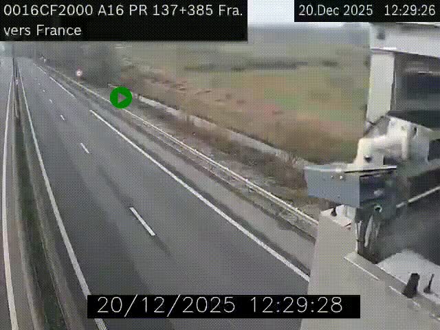 <h2>Webcam à la frontière franco-belge au niveau de Bray-Dunes/De-Panne sur l'autoroute A16. Vue orientée vers Calais</h2>