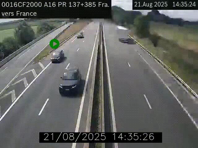 <h2>Webcam à la frontière franco-belge au niveau de Bray-Dunes/De-Panne sur l'autoroute A16. Vue orientée vers Calais</h2>