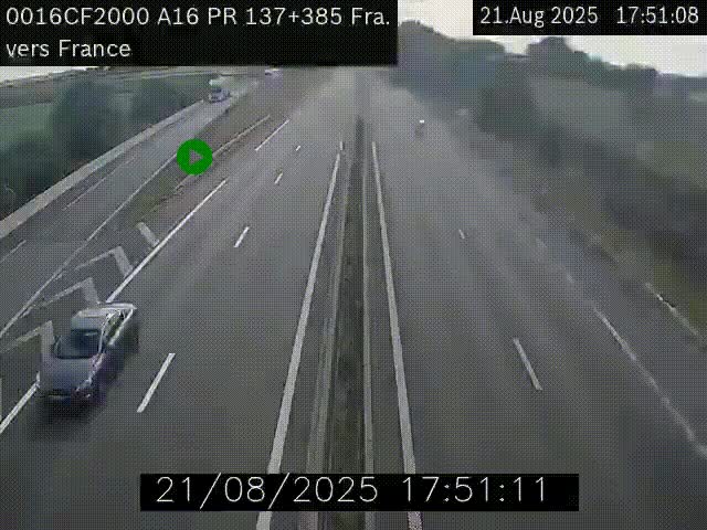 <h2>Webcam à la frontière franco-belge au niveau de Bray-Dunes/De-Panne sur l'autoroute A16. Vue orientée vers Calais</h2>